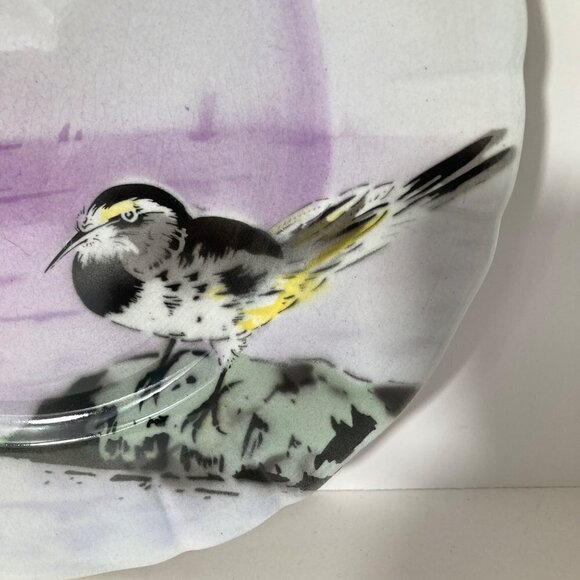Keller & Guernin Faience Handpainted 10" Plate Seashore Wagtail Bird France #1 - Picture 4 of 9